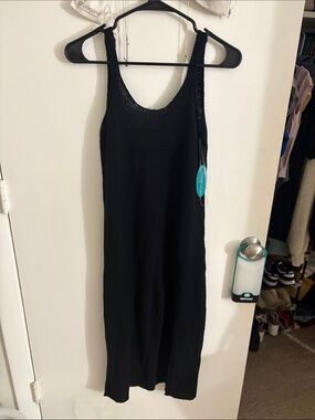 Black Knit Swim Coverup Maxi Dress - Classic Beach Layer